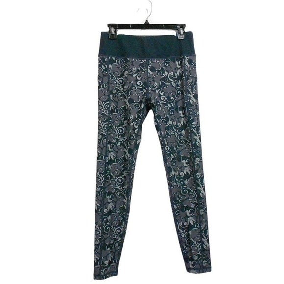 GreaterGood Pants - GreaterGood Leggings Womens Medium Gray Floral High Rise Paw Print Side Pockets